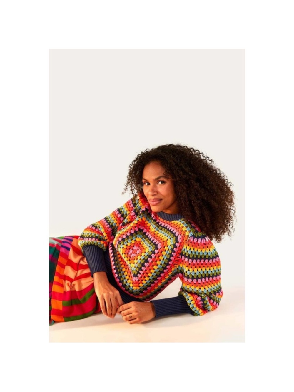 FARM Rio Multicolor Crochet Square Sweater - Picture 3 of 7